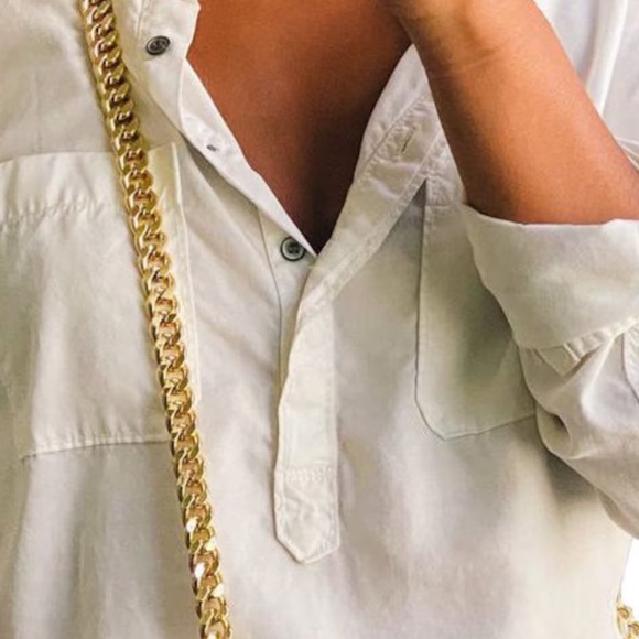 Crossbody Purse Strap Diamond Cut Light Gold Chain with Clasps - Picture 3 of 8